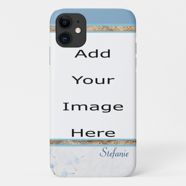 Capa Para iPhone 11 Borda Azul Dandelions (azul) (Verso)