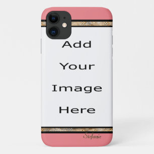 Capa Para iPhone 11 Borda de Salmão e Gem Dourada