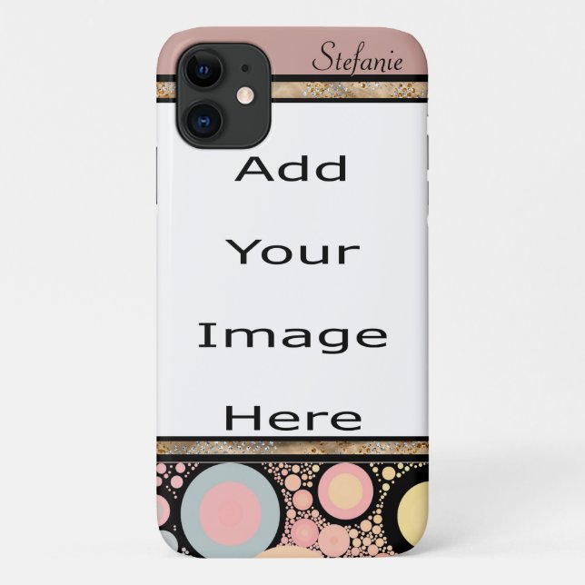 Capa Para iPhone 11 Borda do Círculo Preto e Pastel (Verso)