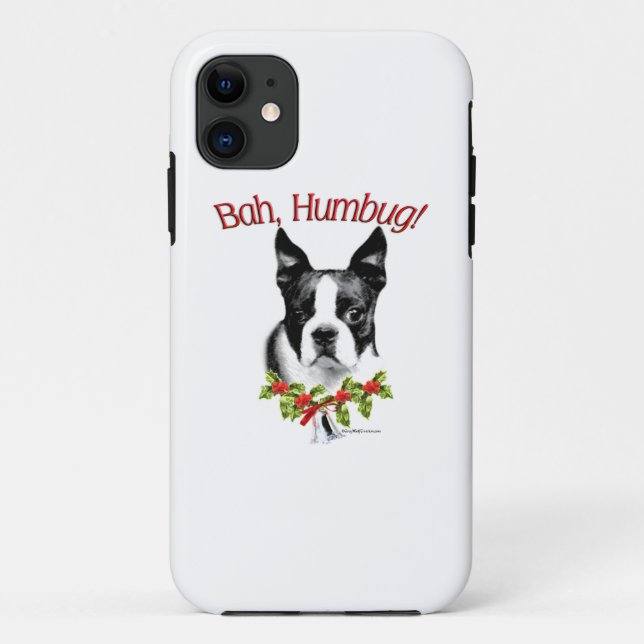 Capa Para iPhone 11 Boston Terrier Bah Humbug (Verso)
