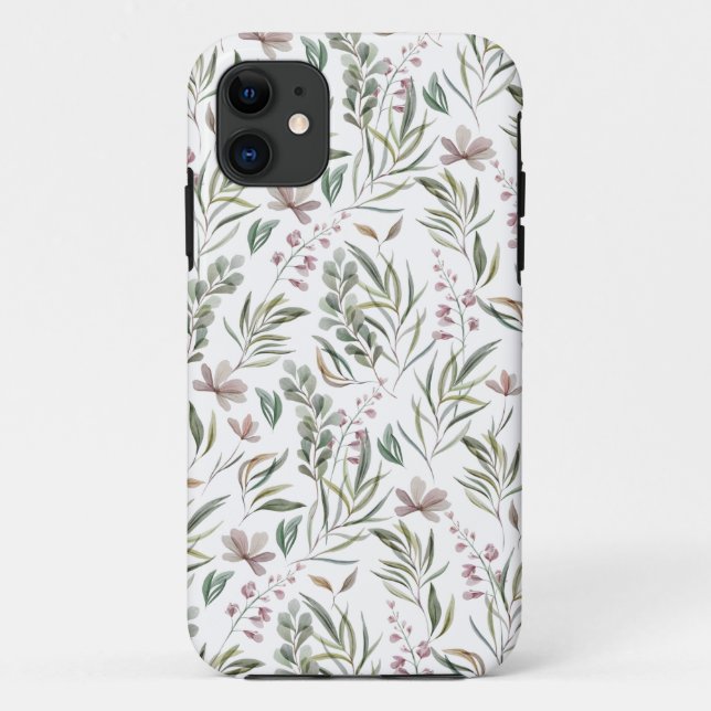Capa Para iPhone 11 Botânica em Aquarela (Verso)