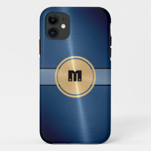 Capa Para iPhone 11 Botão de aço inoxidável brilhante azul 2 do met