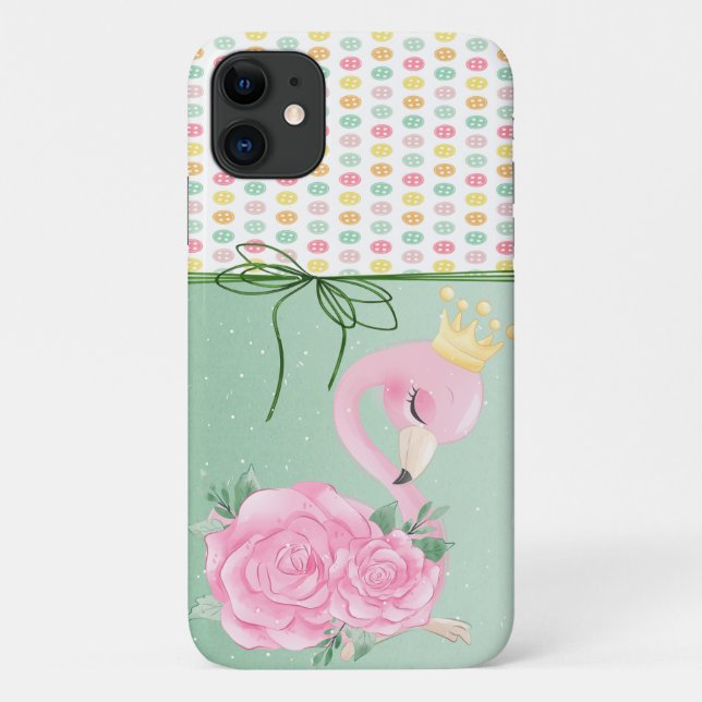 Capa Para iPhone 11 Botões Coloridos Meninos,Baby Flamingo (Verso)