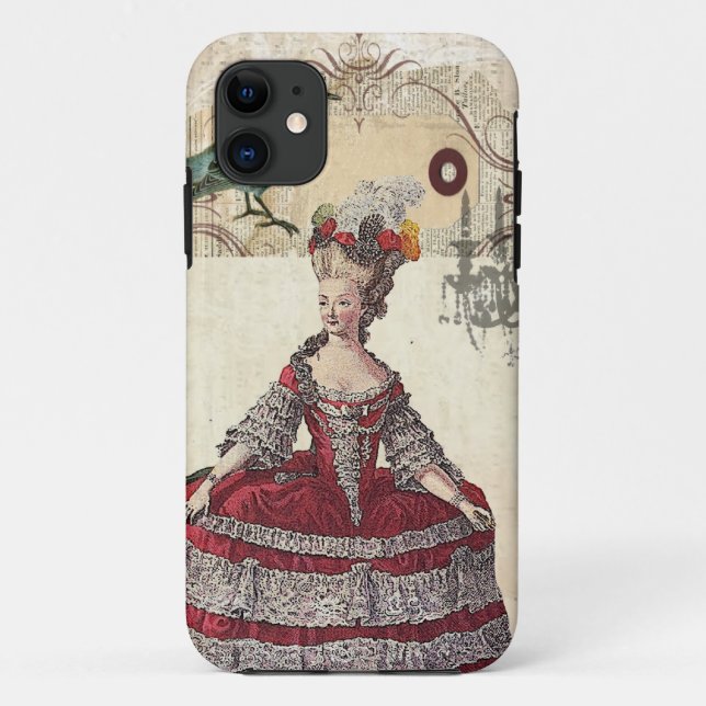 Capa Para iPhone 11 Boutique Marie Antoinette do candelabro do pássaro (Verso)