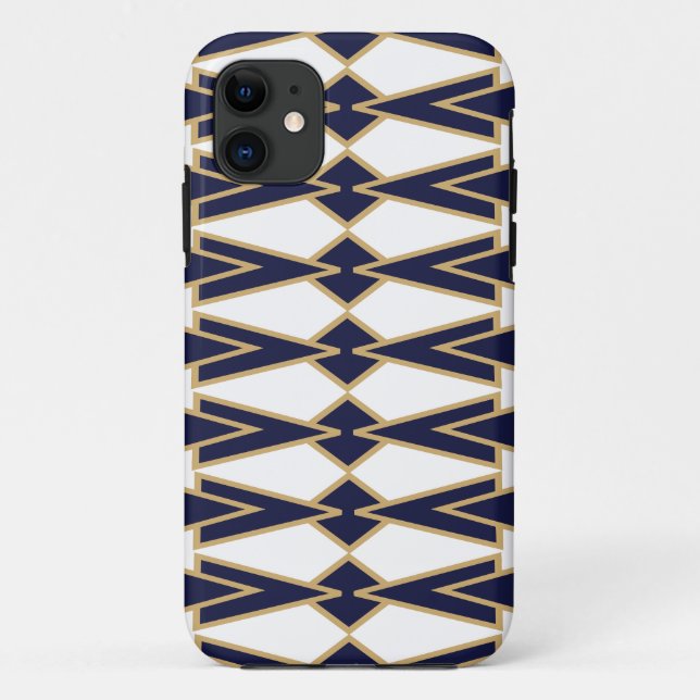 Capa Para iPhone 11 Bowties Azul e Dourado (Verso)