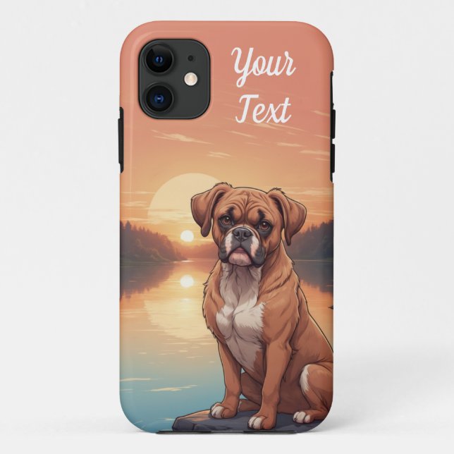 Capa Para iPhone 11 Boxer Dog by Lake (Verso)