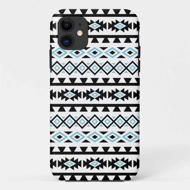 Capa Para iPhone 11 Branco azul preto do teste padrão II grande (Verso)