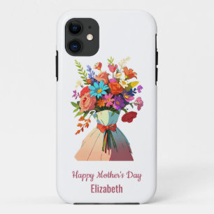 Capa Para iPhone 11 Branco do Dia de as mães Vibrante Personalizado El