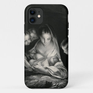 Capa Para iPhone 11 Branco do preto dos anjos da Virgem Maria de Jesus