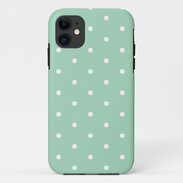 Capa Para iPhone 11 Branco sobre Bolinhas de Casa (Verso)