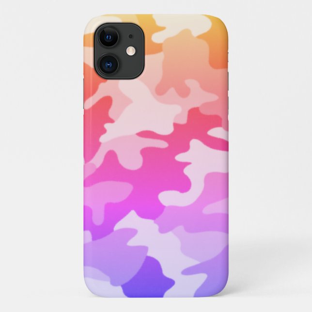 Capa Para iPhone 11 Bright Rainbow Camouflage (Verso)