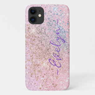 Capa Para iPhone 11 Brilhante azul pastel personalizado