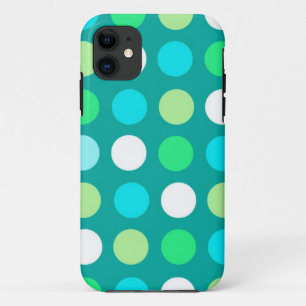 Capa Para iPhone 11 Brilhante e lindo verde macio, bolinhas azuis