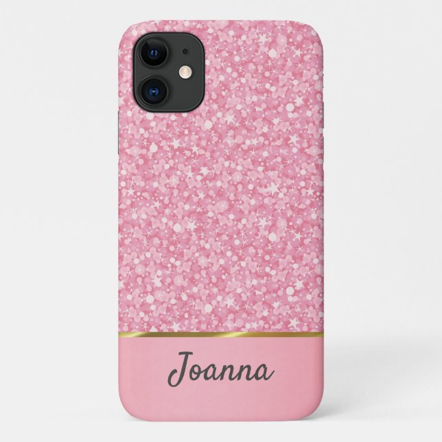Capa Para iPhone 11 Brilhante Rosa Monograma (Verso)