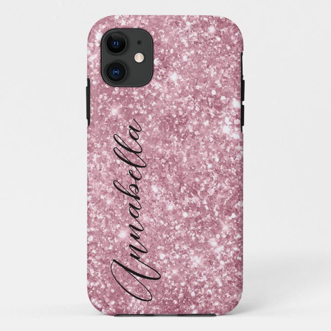 Capa Para iPhone 11 Brilho Cor-de-Rosa Glamouroso (Verso)