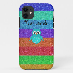 Capa Para iPhone 11 Brilho do arco-íris da coruja de turquesa