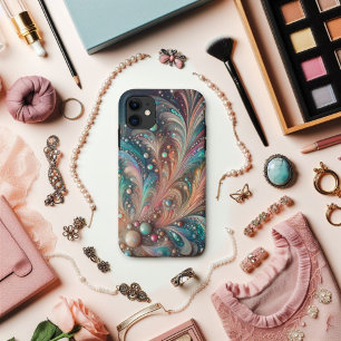Capa Para iPhone 11 Brilho Iridescente em Verde-Azul e Rosa