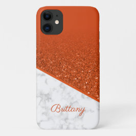 Capa Para iPhone 11 Brilho Laranja Personalizado - Mármaco Branco
