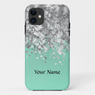 Capa Para iPhone 11 Brilho pálido do falso do verde da hortelã