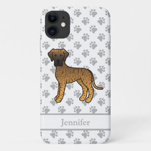 Capa Para iPhone 11 Brindle Great Dane Cute Cartoon Dog & Name