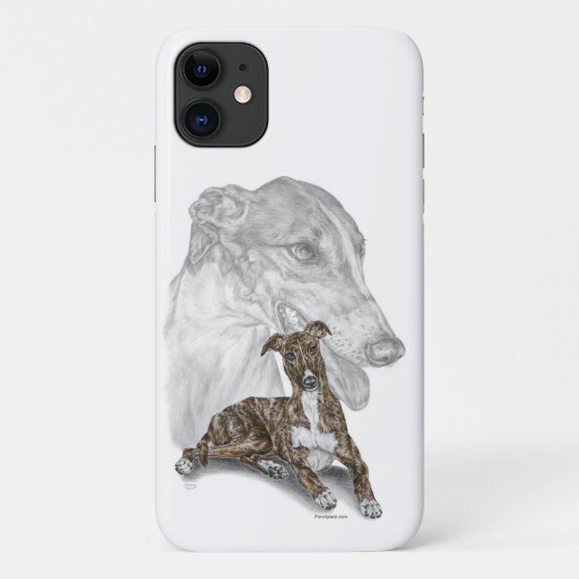 Capa Para iPhone 11 Brindle Greyhound Dog Art (Verso)