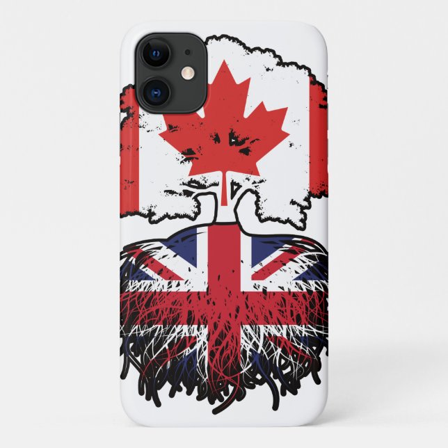 Capa Para iPhone 11 British Canada Tree Roots Flag (Verso)