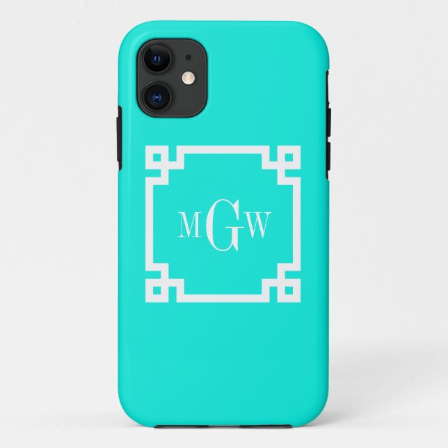 Capa Para iPhone 11 Brt Aqua Wha Grega Chave 2 Frame 3 Monograma (Verso)