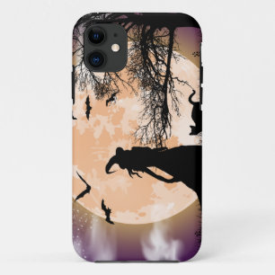 Capa Para iPhone 11 Bruxa Mística, Gato Negro, Lua Cheia