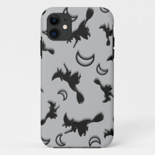 Capa Para iPhone 11 Bruxa voadora entre meia lua na noite de Halloween