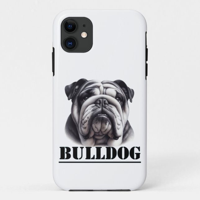 Capa Para iPhone 11 Buldogue em preto e branco (Verso)
