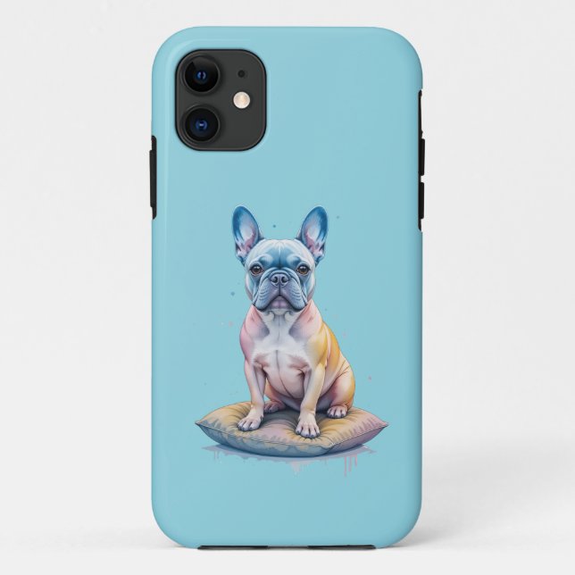 Capa Para iPhone 11 Bulldog Francés Colorido y Artístico  (Verso)