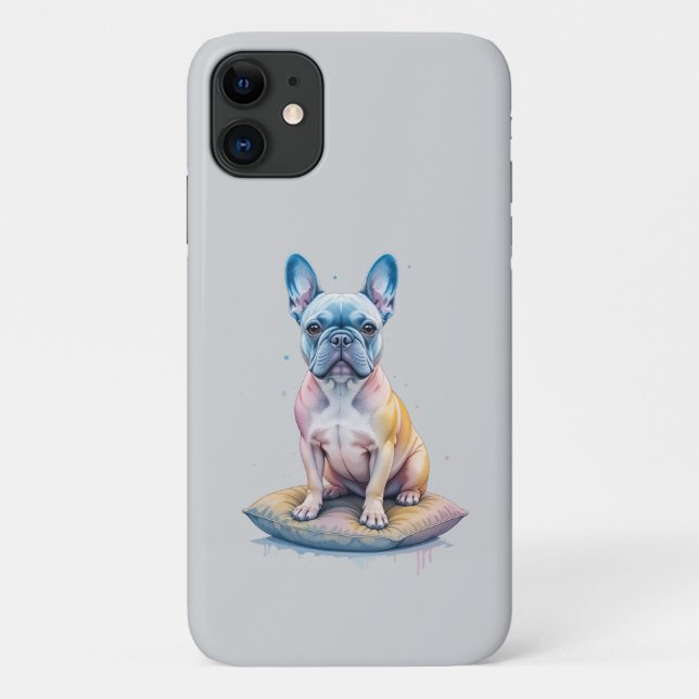 Capa Para iPhone 11 Bulldog Francés Colorido y Artístico  (Verso)