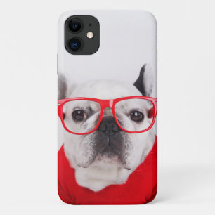 Capa Para iPhone 11 Bulldog francês com óculos e saia