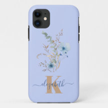 buquê de flores em aquarela azul empoeirado rústic