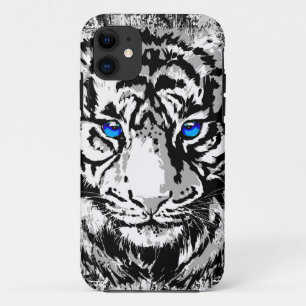 Capa Para iPhone 11 Cabeça Branca de Tigre - Olhos Azuis - Tigre