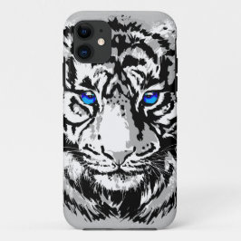 Capa Para iPhone 11 Cabeça Branca Siberiana - Azul Tigre