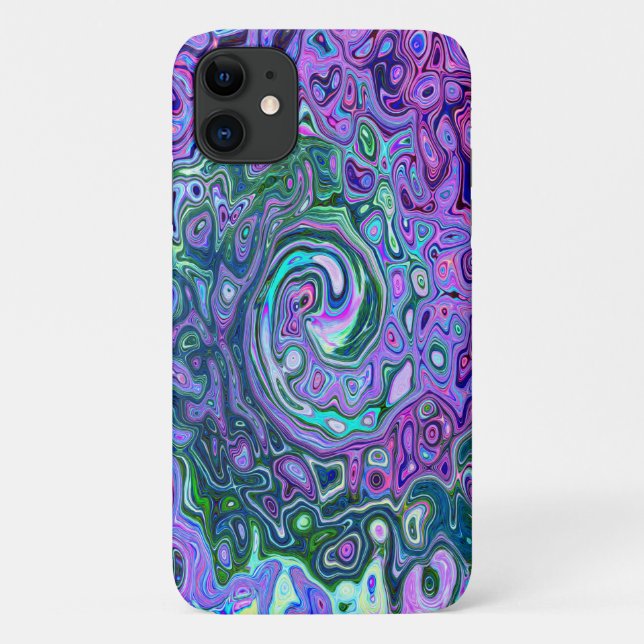 Capa Para iPhone 11 Cabeça de Abstrato retrógrada verde e roxa (Verso)