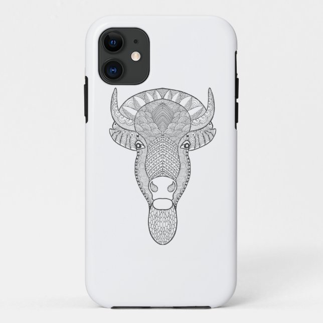 Capa Para iPhone 11 Cabeça de Bull do estilo (Verso)