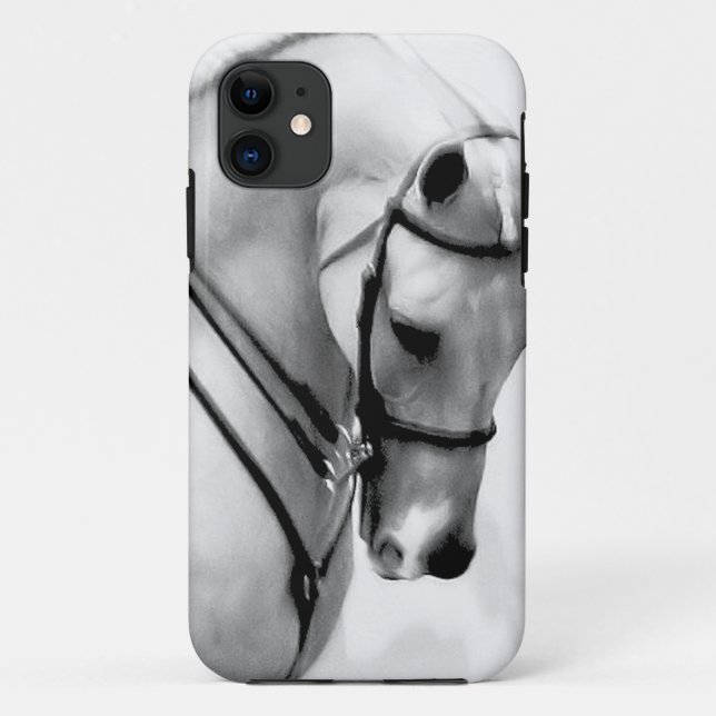 Capa Para iPhone 11 Cabeça de cavalo branco bonita (Verso)
