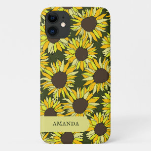 Capa Para iPhone 11 cabeça de girassol flor de verão