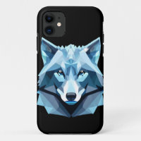 Cabeça de Lobo Geométrico Azul