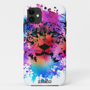 Capa Para iPhone 11 Cabeça de Tigre Personalizada de Aquarela