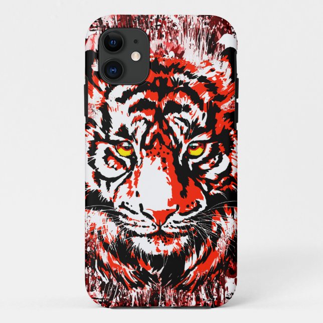 Capa Para iPhone 11 Cabeça de Tigre Siberiana - Vermelho Tigre (Verso)