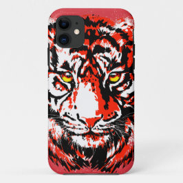 Capa Para iPhone 11 Cabeça de Tigre Vermelho Realista