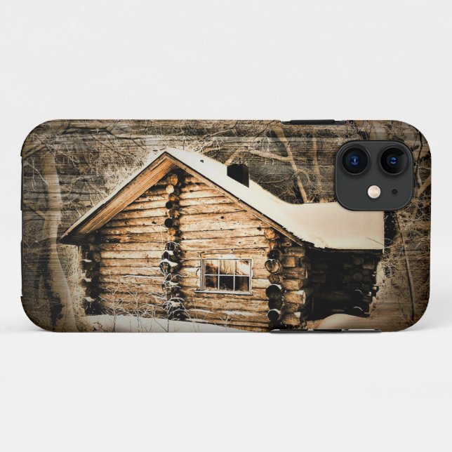 Capa Para iPhone 11 Cabina Rústica Na Natureza Selvagem (Verso (horizontal))