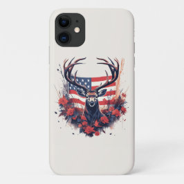 Capa Para iPhone 11 Caça ao Veado Bandeira Americana EUA Caçador Orgul