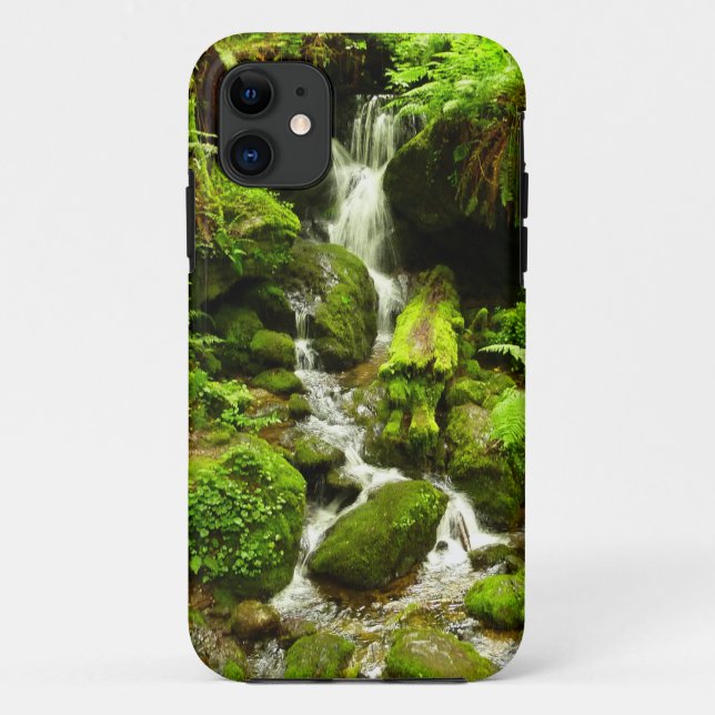 Capa Para iPhone 11 Cachoeira Trillium no Parque Nacional Redwood (Verso)