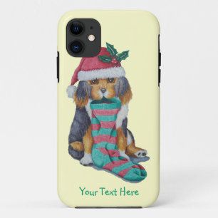 Capa Para iPhone 11 cachorrinho preto e marrom bonitinho para o Natal
