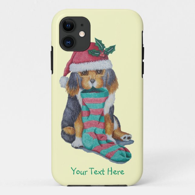 Capa Para iPhone 11 cachorrinho preto e marrom bonitinho para o natal (Verso)