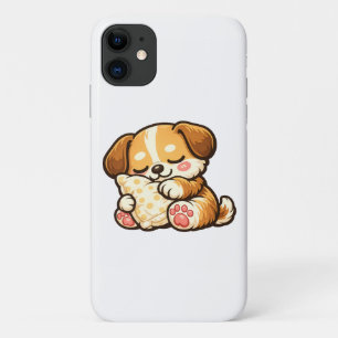 Capa Para iPhone 11 Cachorrinho Sonolento Fofo com Travesseiro